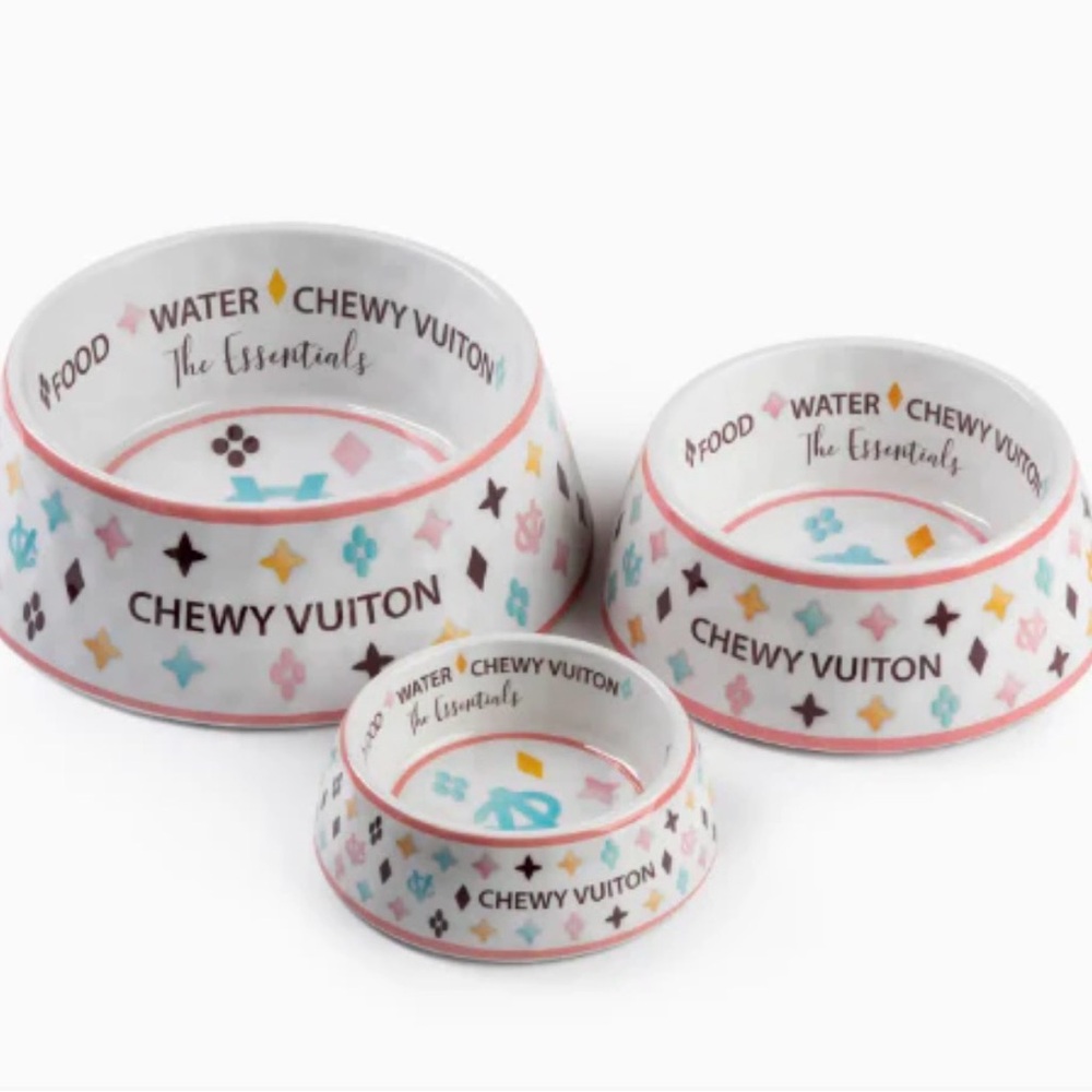 Chewy Vuiton Pet Bowl Set